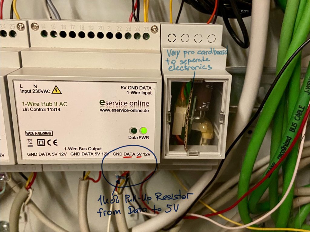 OneWire hub, Arduino and KNX bus coupler make a bridge